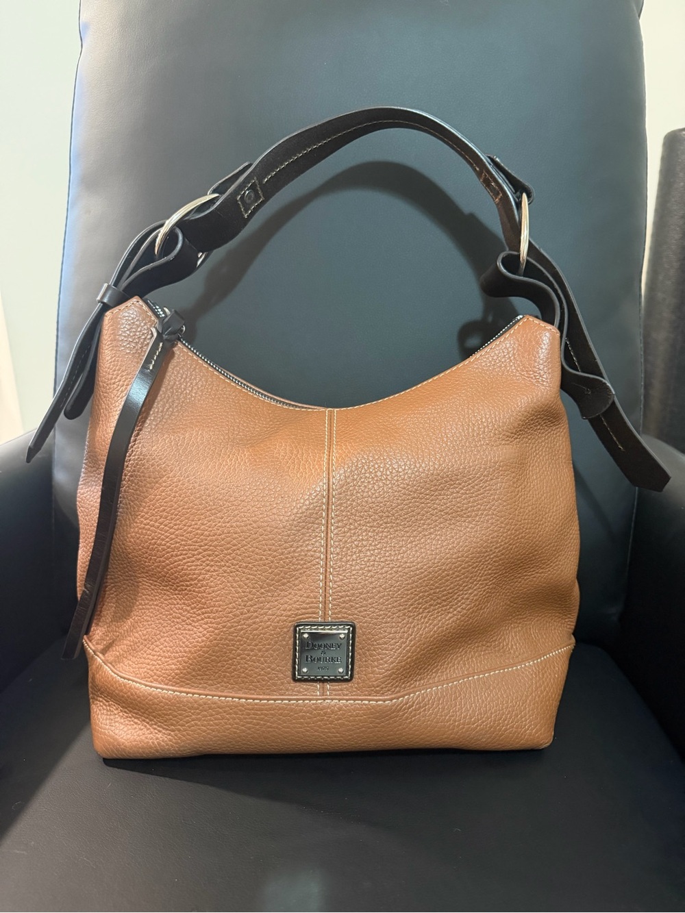 Dooney & Bourke Brown Pebbled Leather Shoulder Hobo